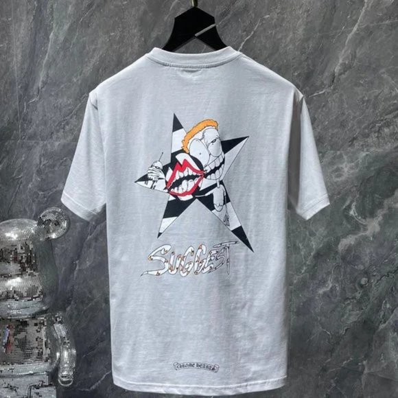 Grey chrome heartsPrint Short Sleeve T-shirt